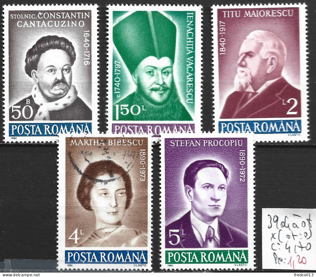 ROUMANIE 3904 à 08 * ( 3907 Oblitéré ) Côte 4.70 € - Unused Stamps