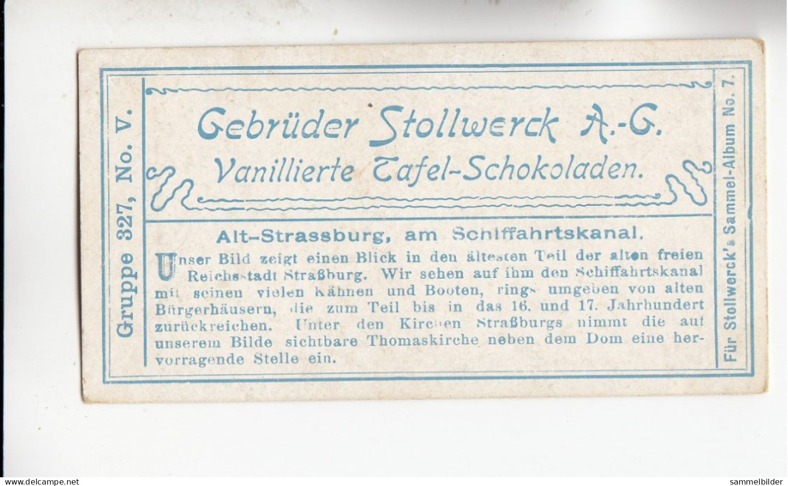 Stollwerck Album No 7 Elsaß - Lothringen Alt- Strassburg Am Schiffahrtskanal    Grp 327#5 Von 1904/05 - Stollwerck