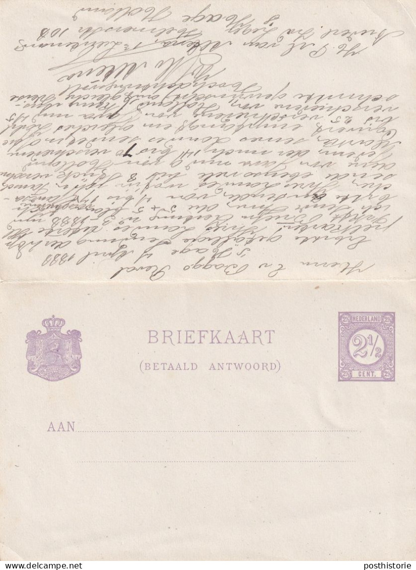 Dubbele Briefkaart 4 Apr 1883 's Gravenhage (kleinrond) Naar Russland - Poststempels/ Marcofilie