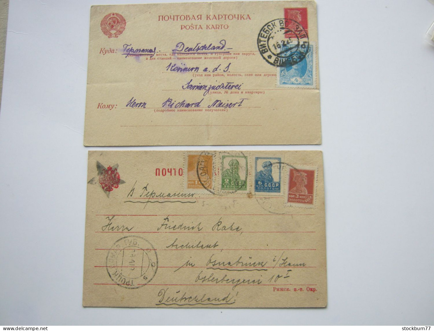 1925/29 , 2 Karten  Nach Deutschland - Covers & Documents