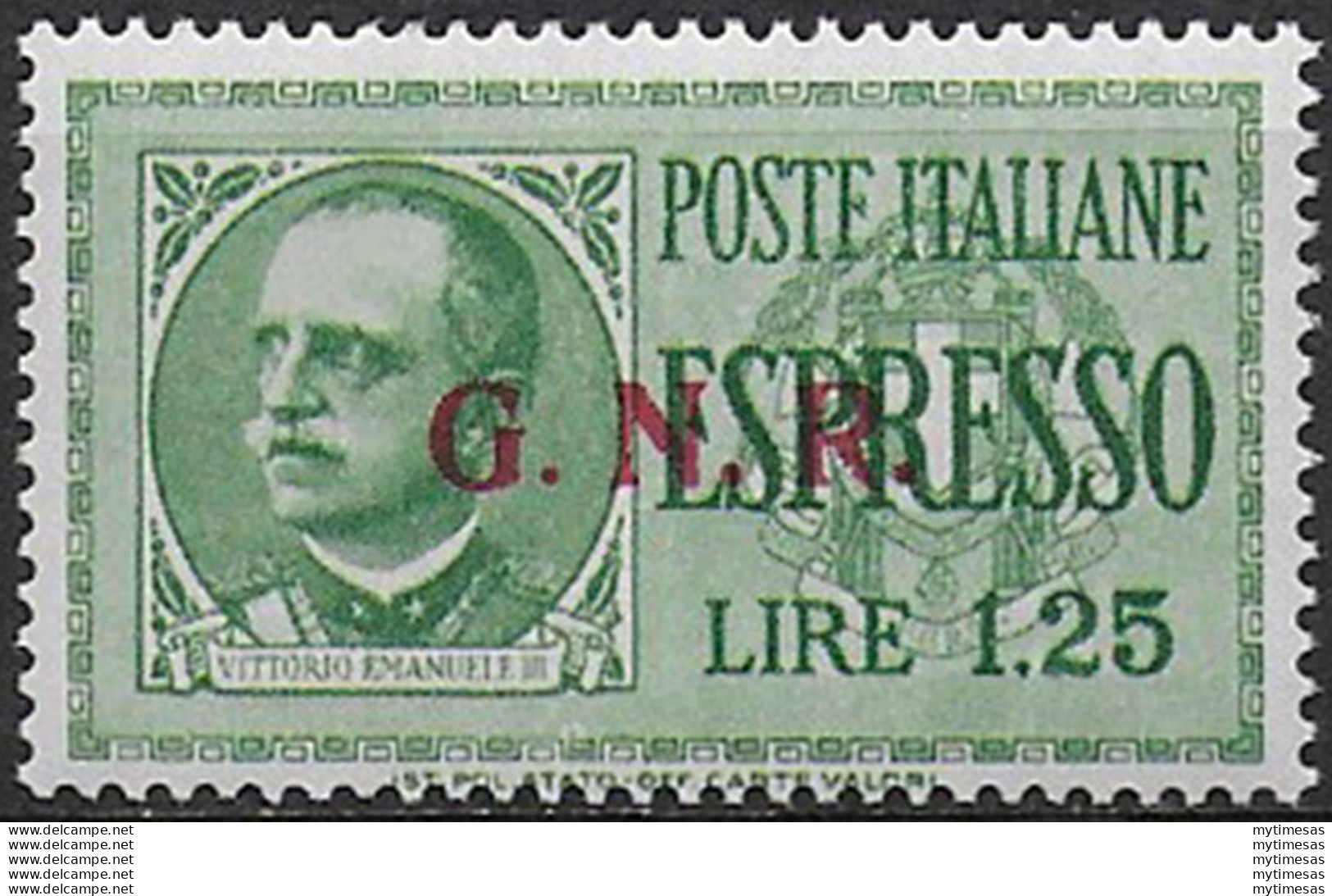 1943 Repubblica Sociale Espressi Lire 1,25 Var MNH Sassone N. 19/IIh - Sonstige & Ohne Zuordnung