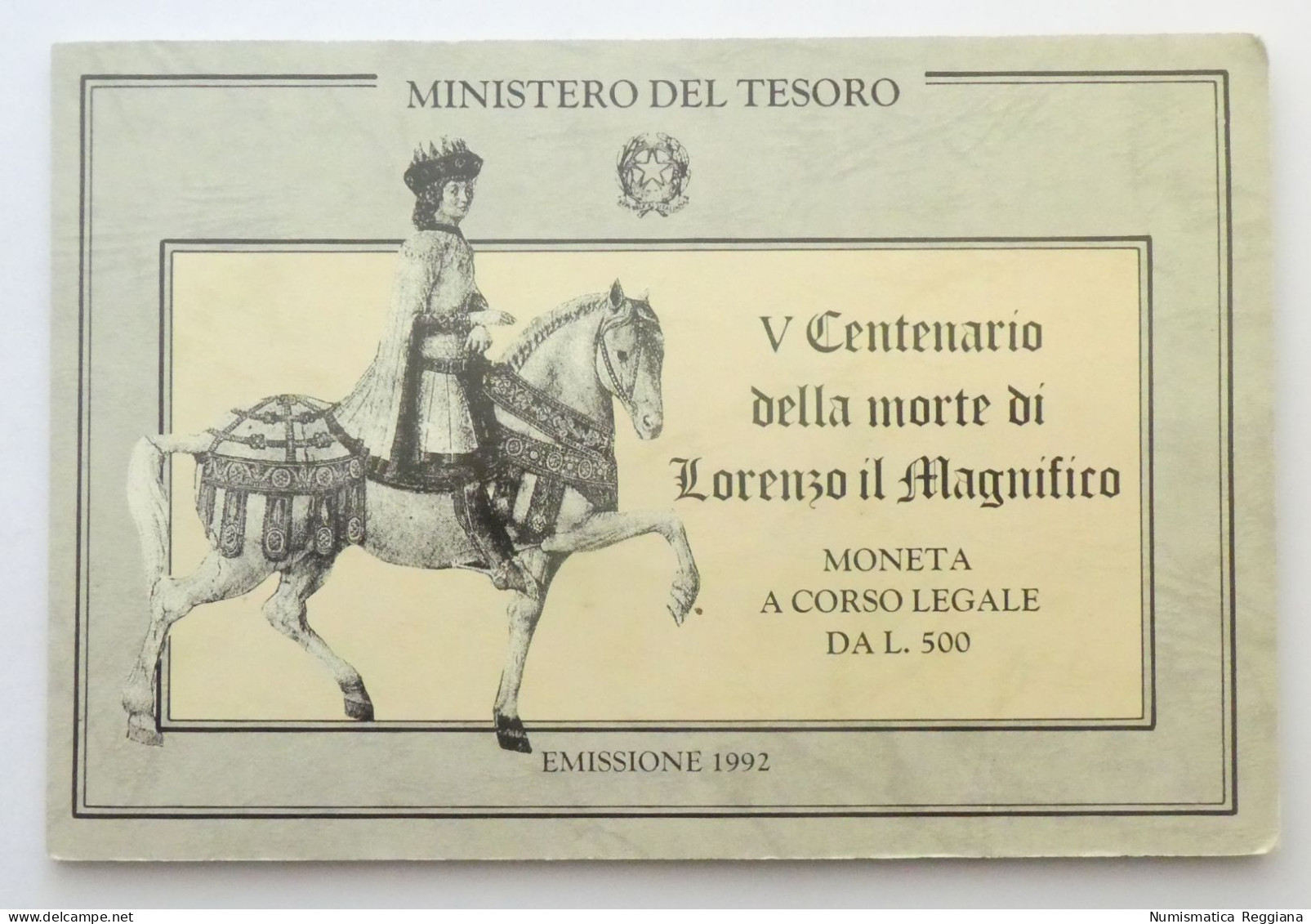 Repubblica Italiana   500 Lire 1992 V Centenario Morte Lorenzo Il Magnifico FDC - Sets Sin Usar &  Sets De Prueba