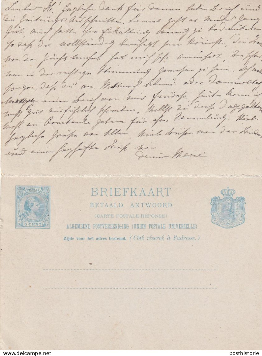 Dubbele Briefkaart 20 Aug 1894 's Gravenhage (kleinrond) NaarS Obenheim - Poststempels/ Marcofilie