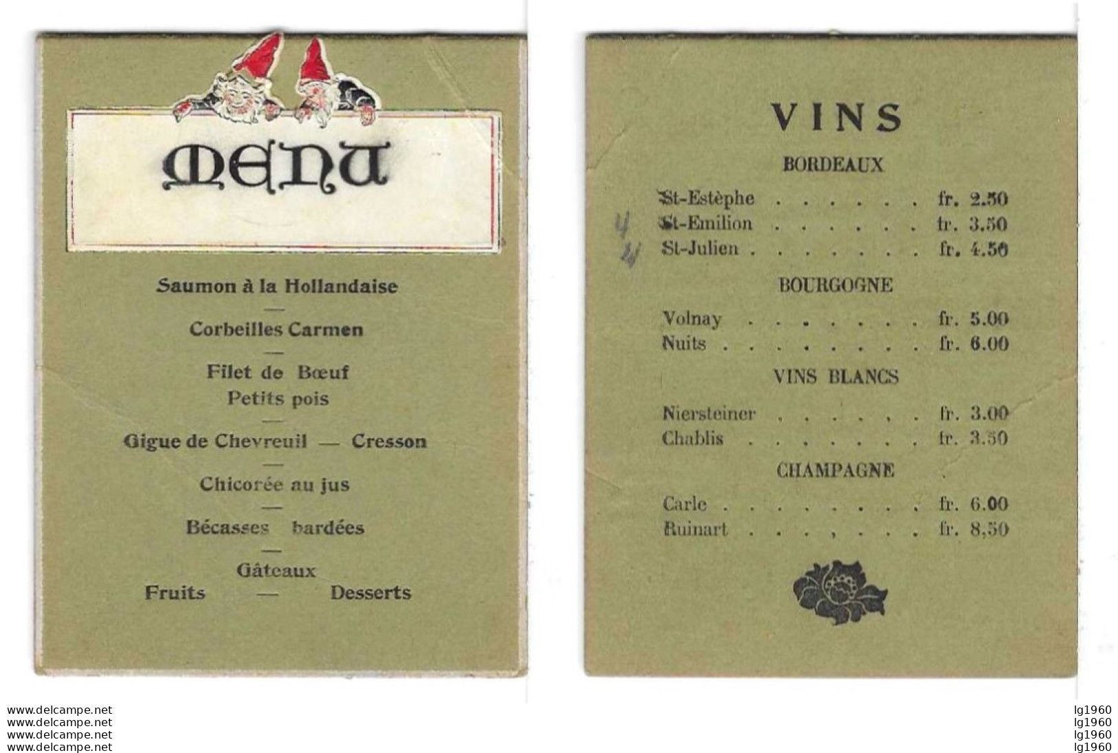 LOT DE 35 MENUS - 1895 - 1937