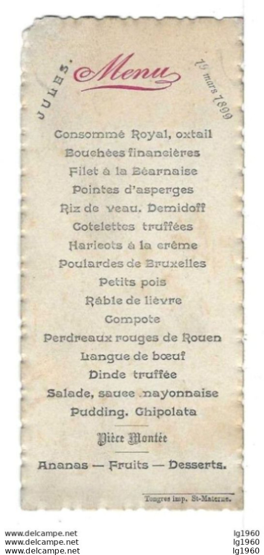 LOT DE 35 MENUS - 1895 - 1937