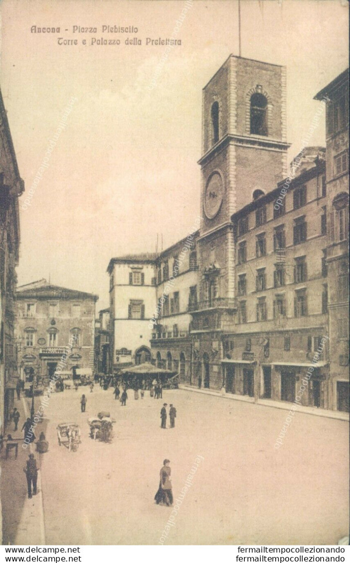 Ad1  Cartolina Ancona Citta'piazza Plebiscito Torre E Palazzo Della Prefettura - Ancona