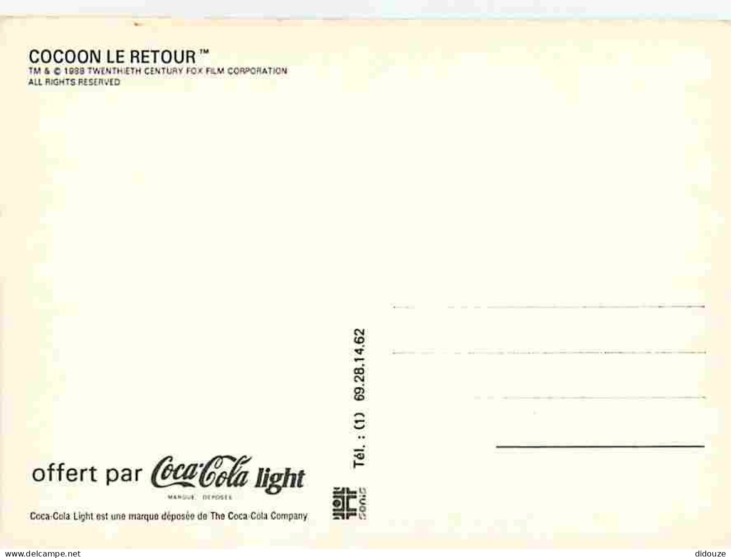 Cinema - Affiche De Film - Cocoon - Le Retour - Carte Publicitaire Coca Cola - Carte Neuve - CPM - Voir Scans Recto-Vers - Posters On Cards