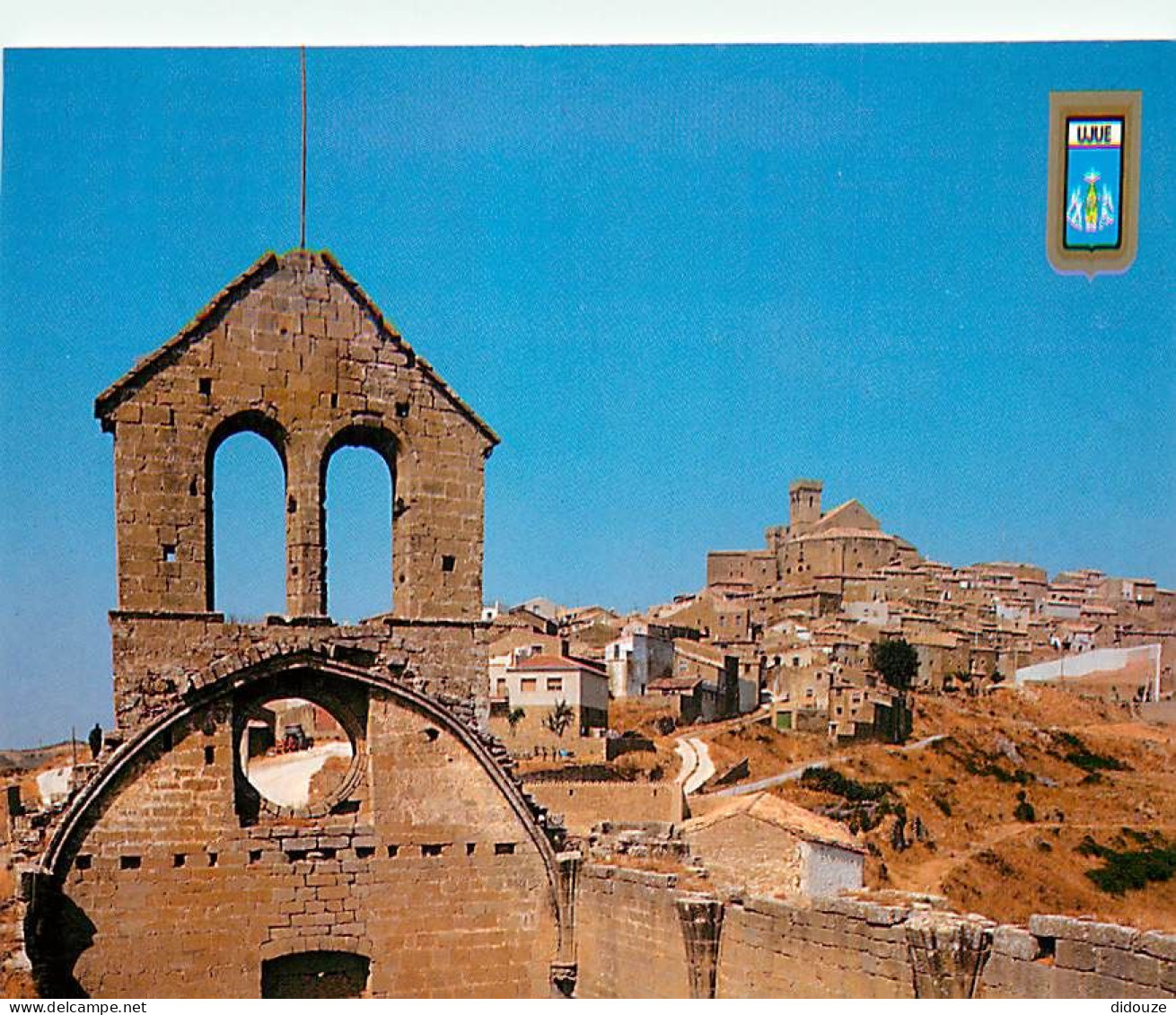 Espagne - Ujué - Iglesia De San Miguel. Vista Gêneral - Eglise De San Miguel. Vue Générale - Blasons - CPM - Carte Neuve - Navarra (Pamplona)