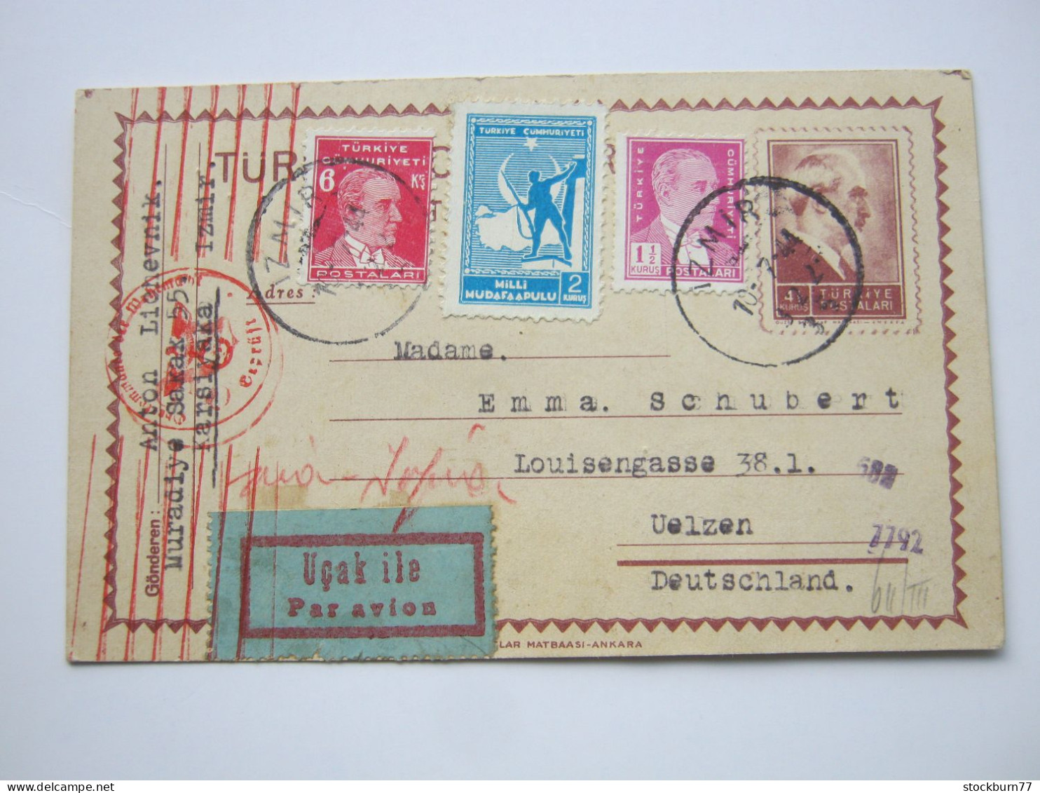 1944 , Luftpost - Ganzsache Nach Deutschland  Mit Zensur - Storia Postale