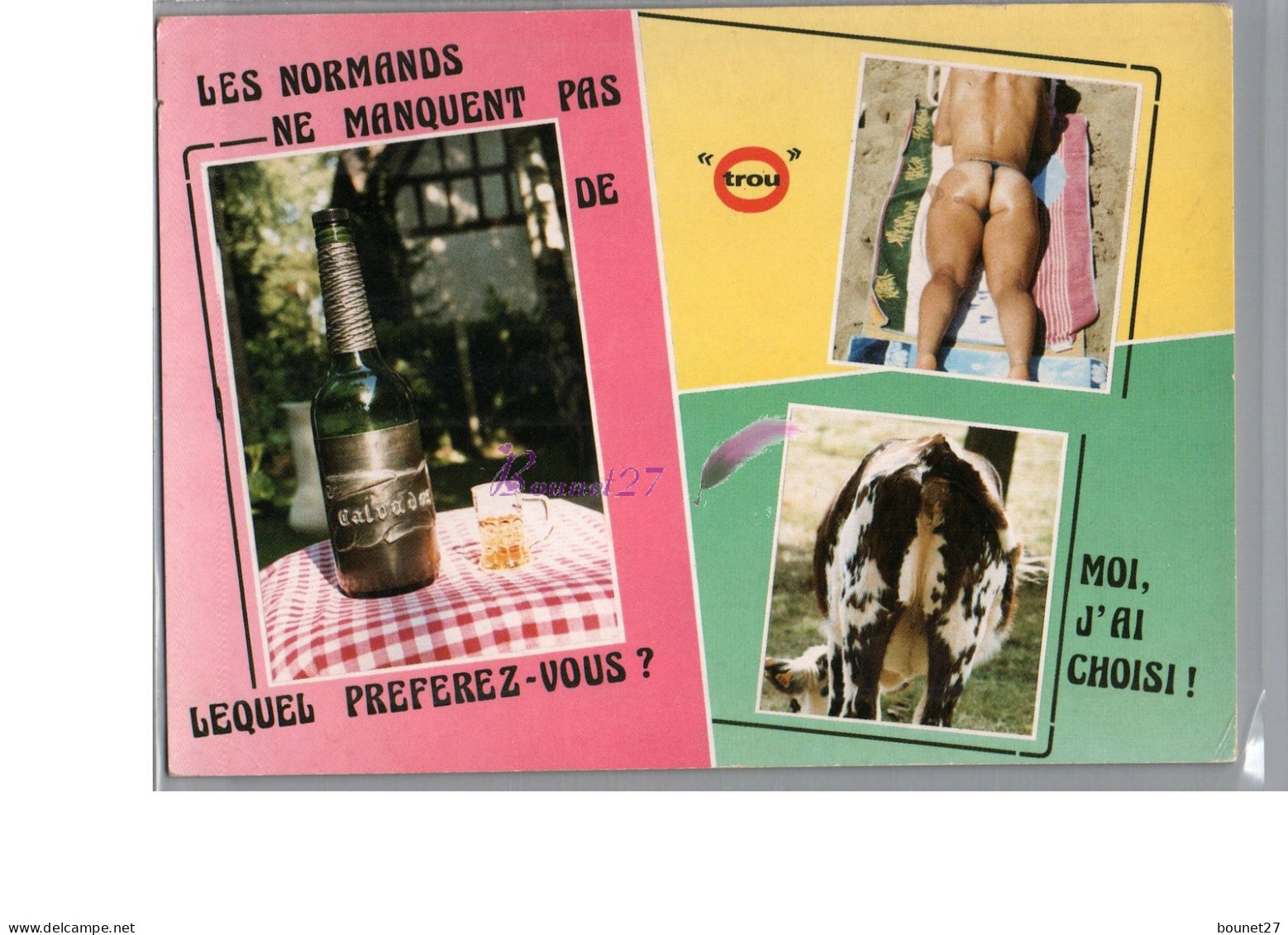 NORMANDIE - Humour Les Normands Ne Manquent Pas De Trou - Le Trou Normand Calva Cul De Vache Et Homme En String - Basse-Normandie