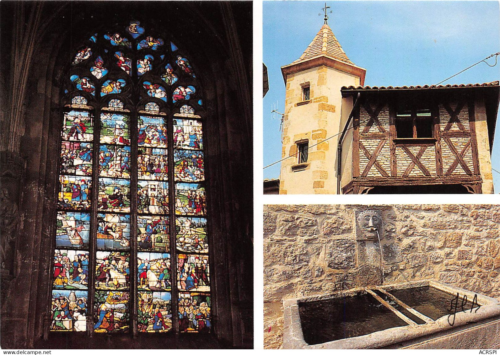 VIC LE COMTE Vitraux Sainte Chapelle Maison De Colombage Fontaine 26(scan Recto-verso) MA2032 - Vic Le Comte