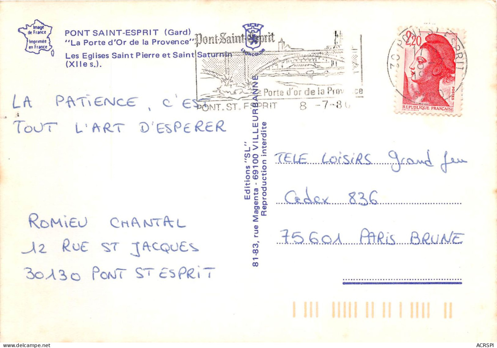 PONT SAINT ESPRIT Les Eglises Saint Pierre Et Saint Saturnin 20(scan Recto-verso) MA2050 - Pont-Saint-Esprit