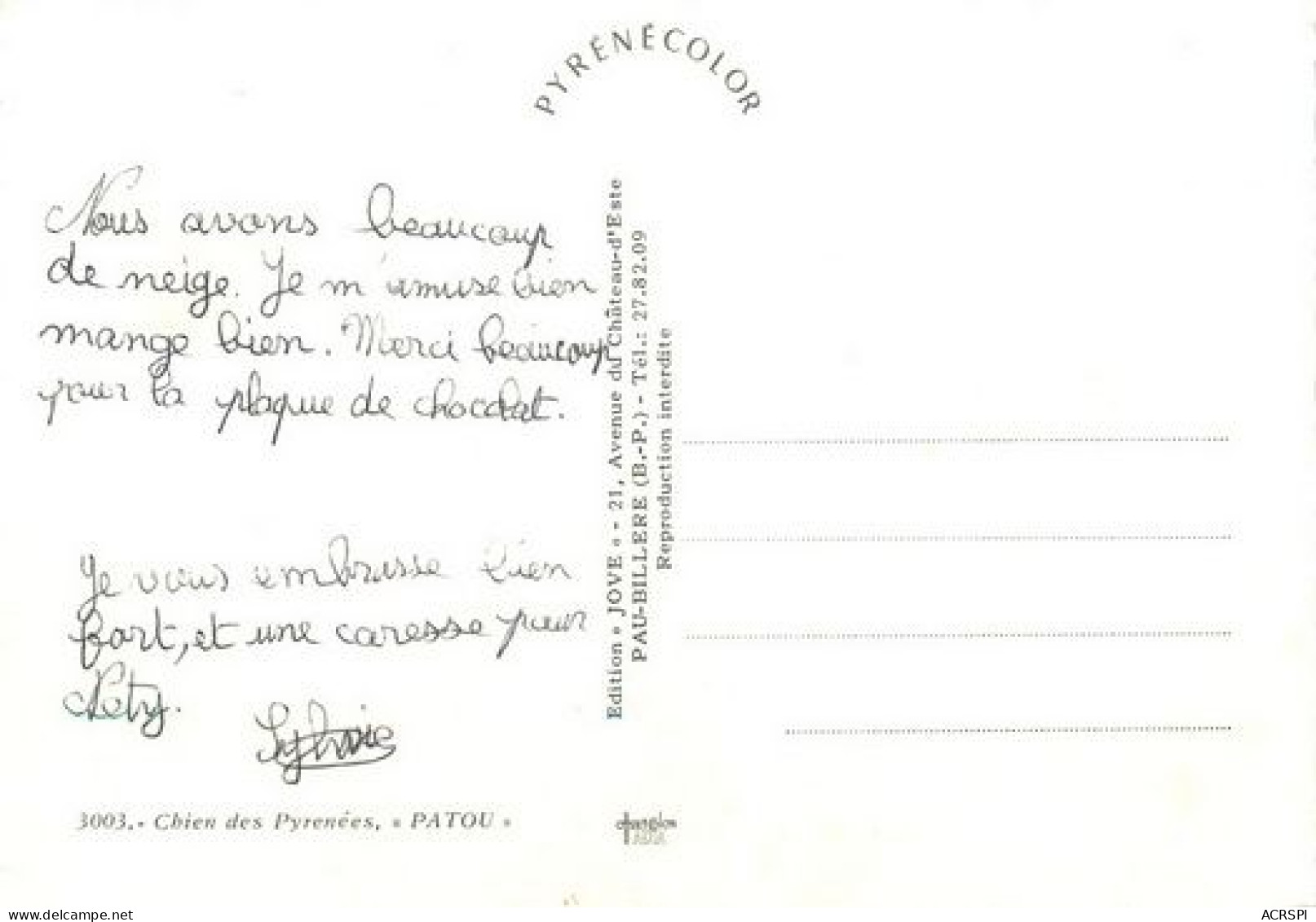 PATOU  Chien Des Pyrenées   Aragnouet  SAINT LARY 37  (scan Recto-verso)MA2062Bis - Aragnouet