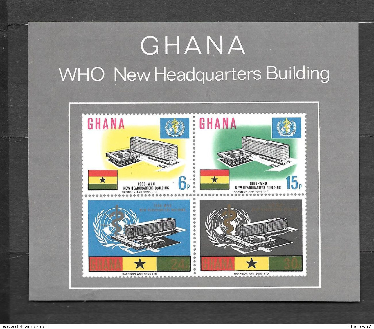Bloc Feuille - 1966 - Inauguration Du Siège De L'organisation Mondiale La Santé - Y&T BF N° 21 Neuf MNH ** - Ghana (1957-...)