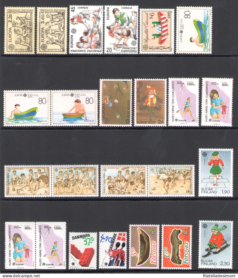 1989 EUROPA CEPT, Annata Completa, 35 Paesi, 85 Valori + 1 Foglietto, MNH** - Annate Complete