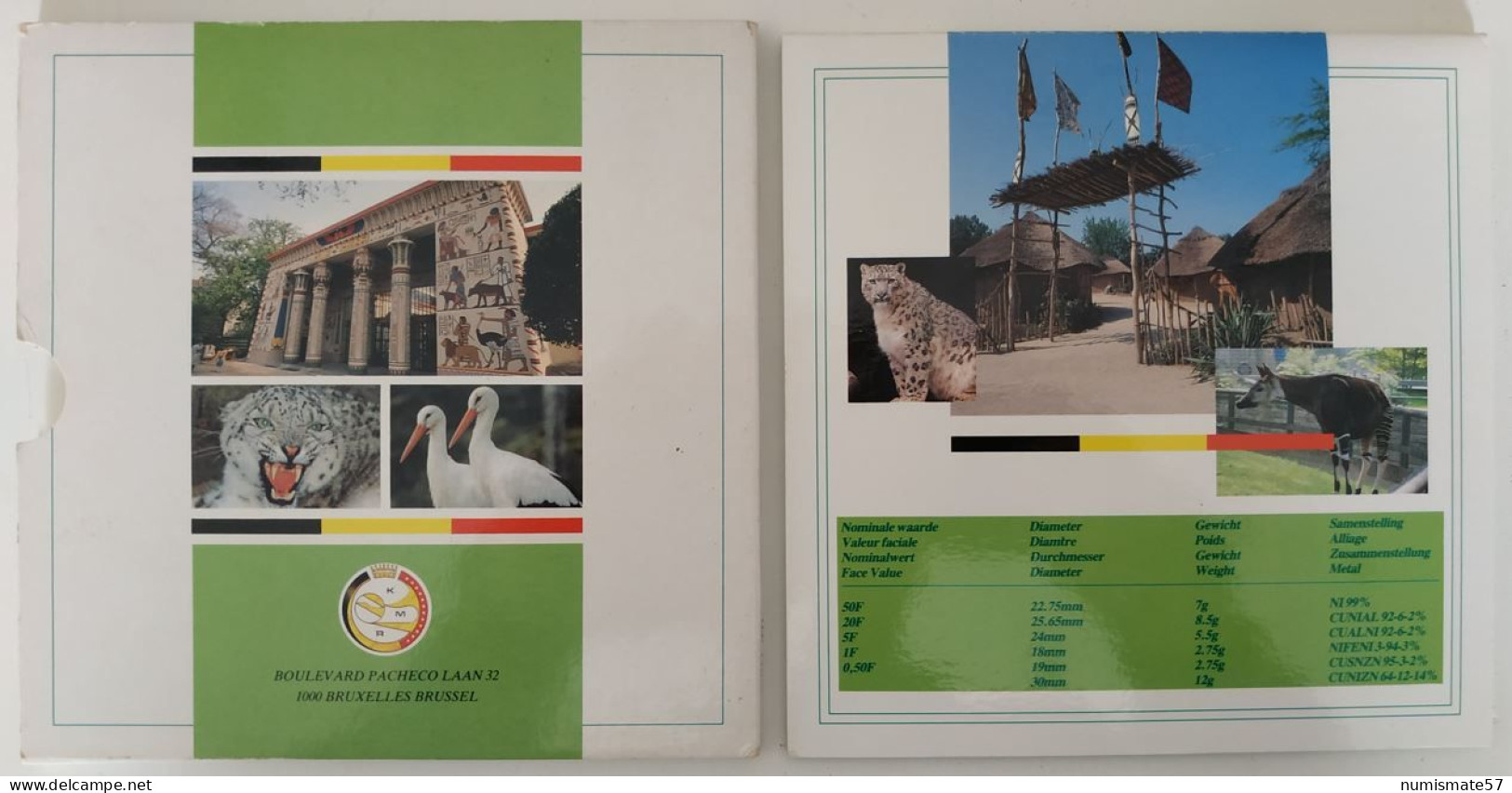 Coffret FDC BELGIQUE - Zoo Anvers - Antwerpen 1993 - ( 150 Ans Du Zoo ) - FDC, BU, BE & Coffrets