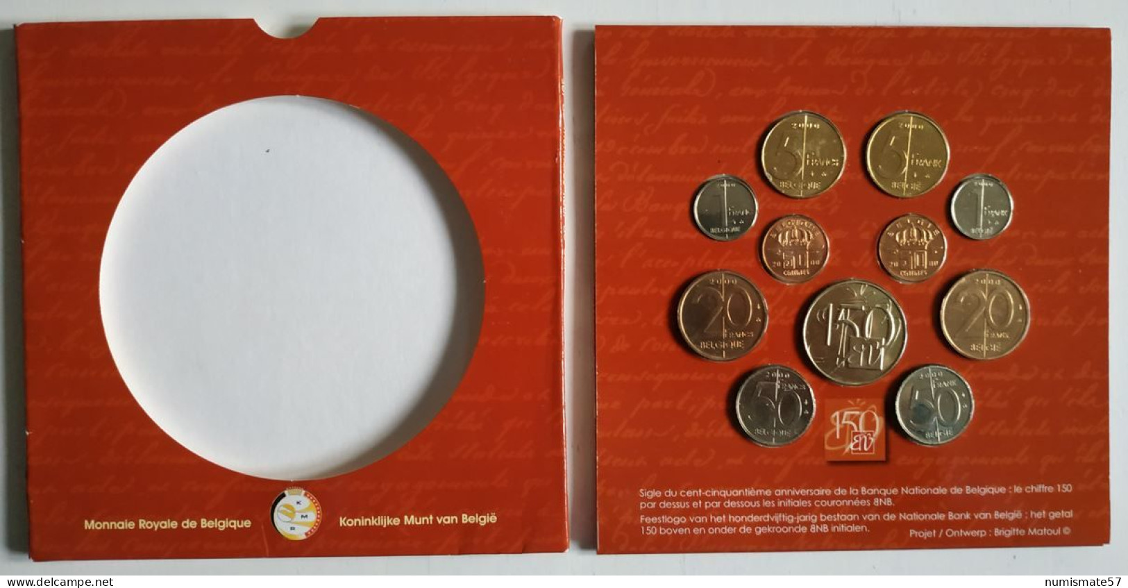 Coffret FDC BELGIQUE - Banque Nationale De Belgique - 1850 - 2000 - 150ème Anniversaire - FDC, BU, BE & Muntencassettes