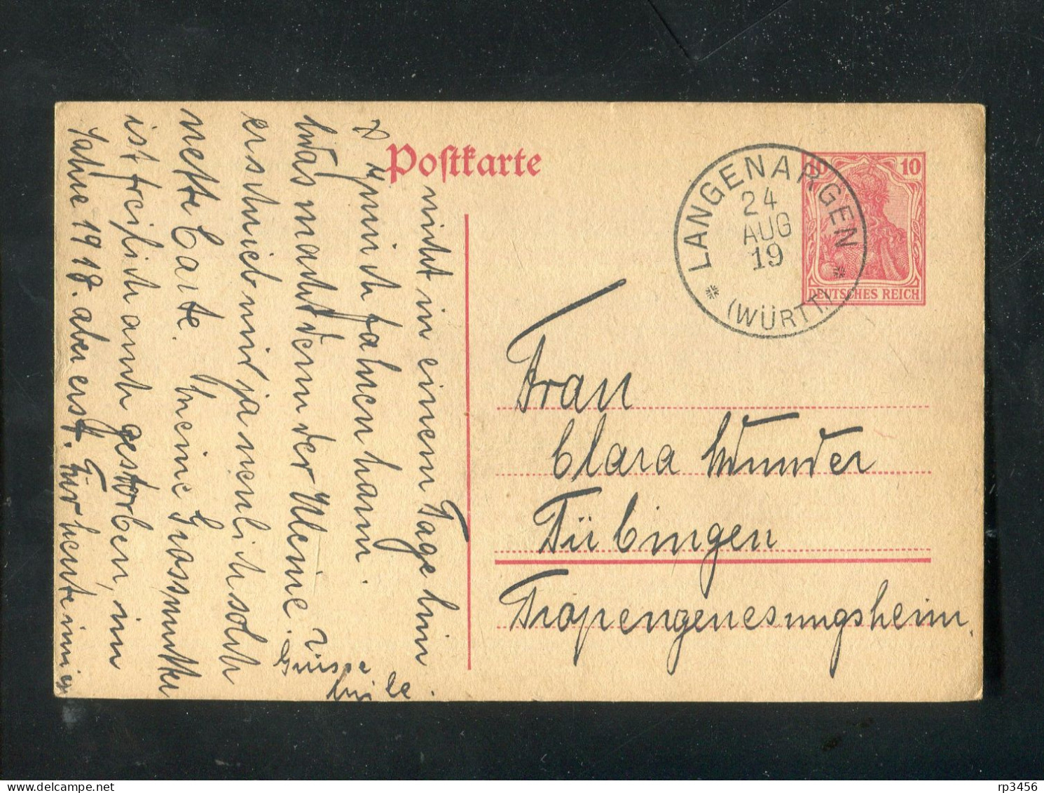 "DEUTSCHES REICH" 1919, Postkarte Mit Klarem K1 "LANGENARGEN", Schoener Beleg (R0102) - Tarjetas