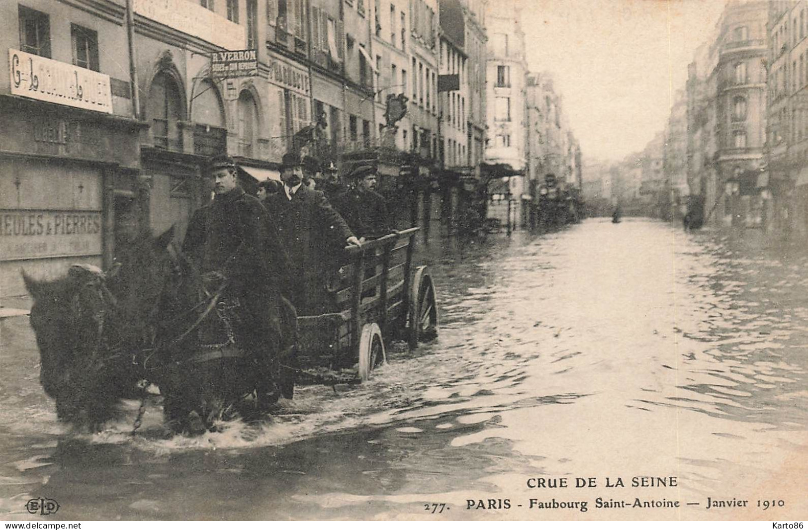 Paris * 12ème * Rue Du Faubourg St Antoine * Inondations De Paris Janvier 1910 * Attelage * Crue Catastrophe - Distretto: 12