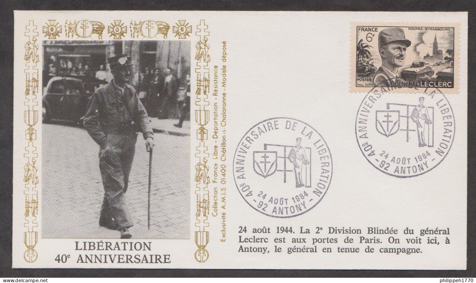 ENVELOPPE 40°ANNIVERSAIRE DE LA LIBERATION-92 ANTONY. - Non Classificati