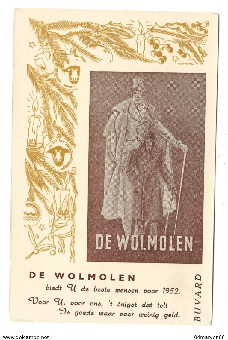 ***  DE  WOLMOLEN  ***   -   Biedt U De Beste Wensen Voor 1952  /  VLOEIPAPIER  -  Zie / Voir / See Scan's. - Textile & Clothing