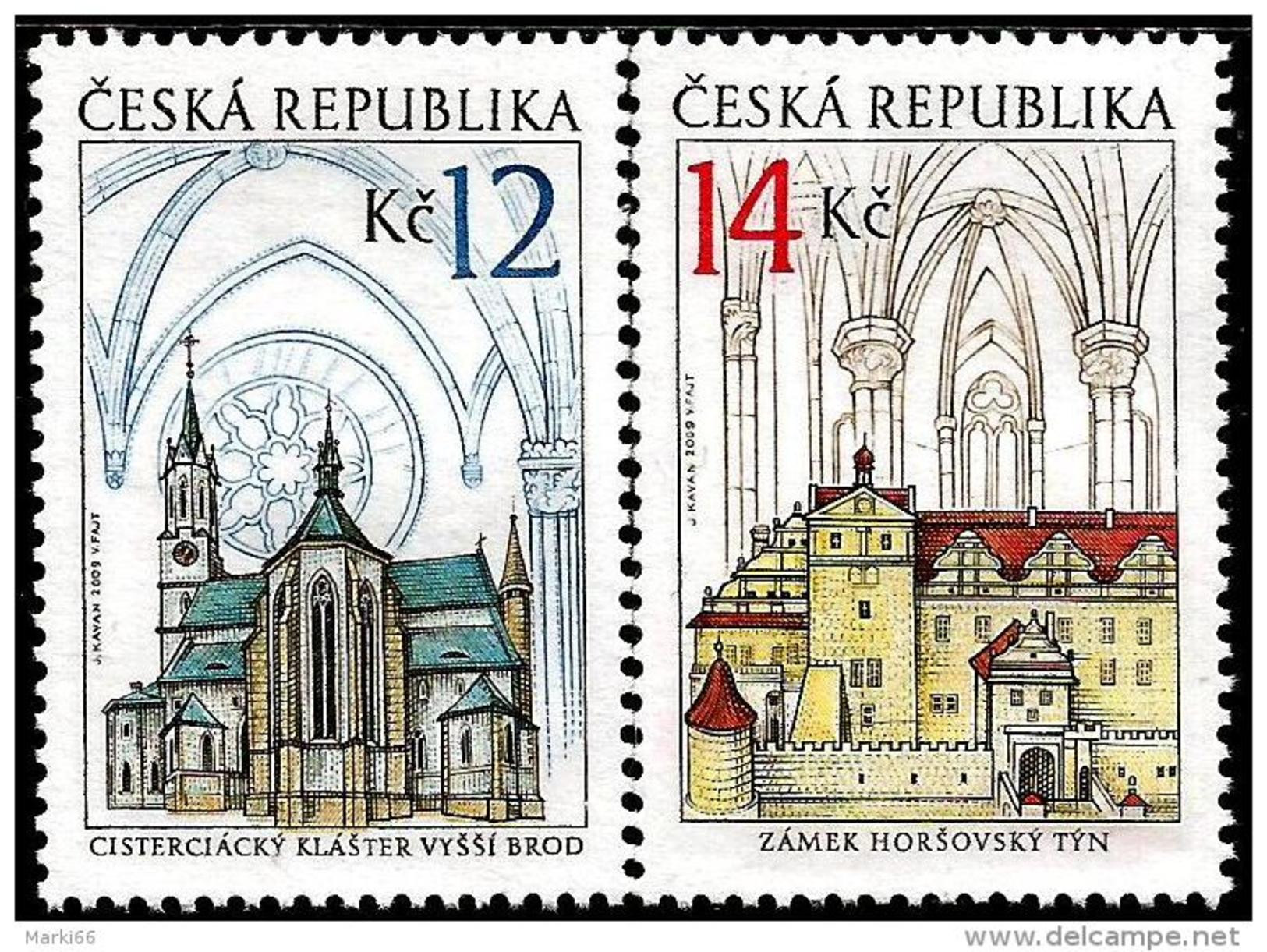 Czech Republic - 2009 - Beauties Of Our Land - Vyssy Brod Monastery And Horsovsky Tyn Castle - Mint Stamp Set - Nuevos