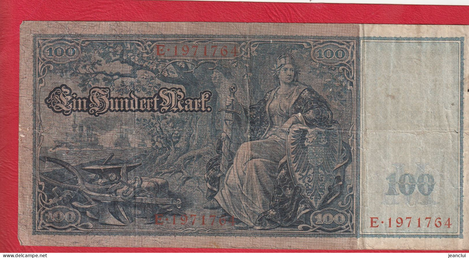 REICHSBANKNOTE  .  100 MARK  .  RED SERIAL  .  N°  E.1971764  .  21-4-1910 - 100 Mark