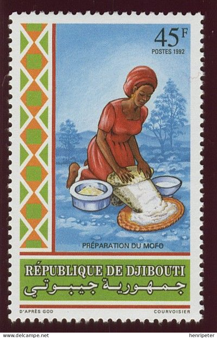 Timbre-poste Gommé Neuf** - Préparation De La Nourriture De Base Préparation Du Mofo - N° A569 (Michel) - Djibouti 1992 - Gibuti (1977-...)