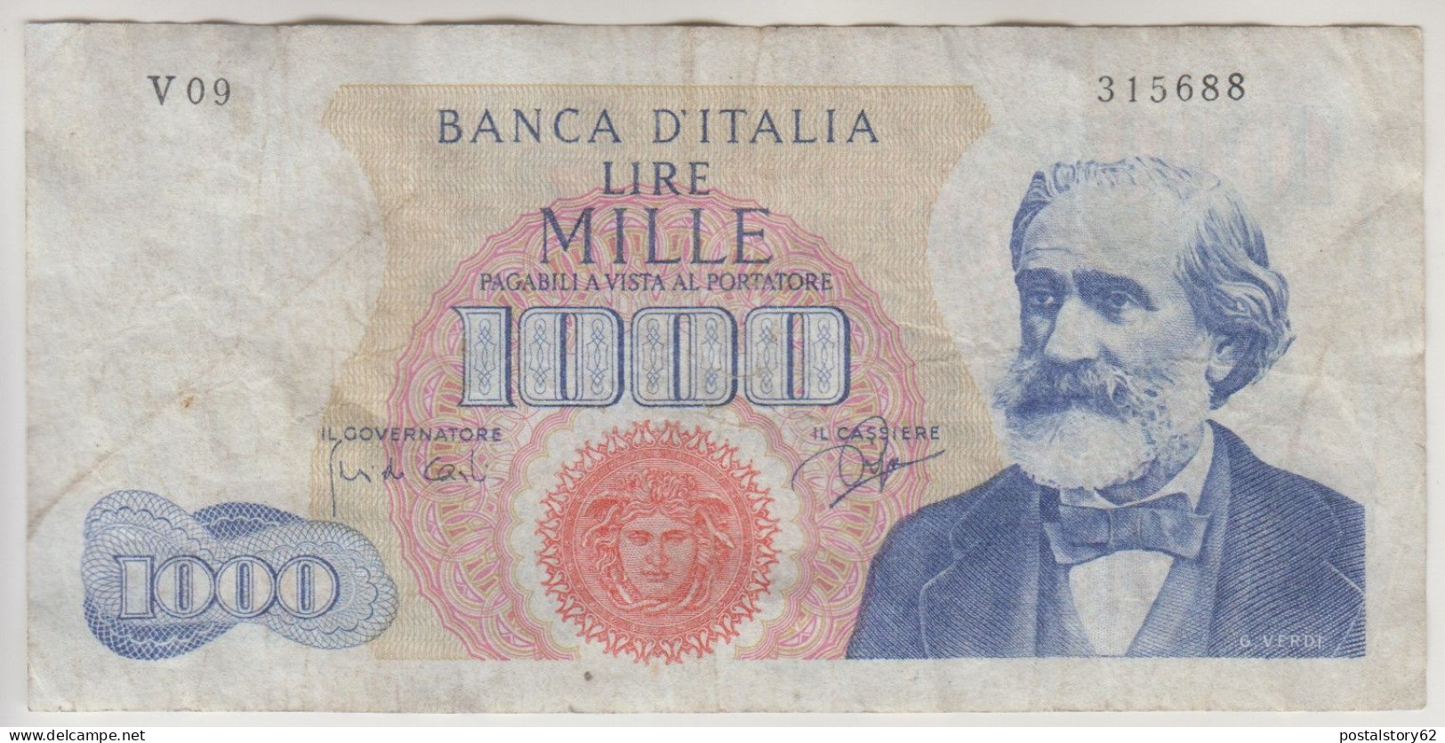 Banca D'Italia Lire Mille Giuseppe Verdi I° Tipo Dec. Min. 1962 - 1.000 Lire