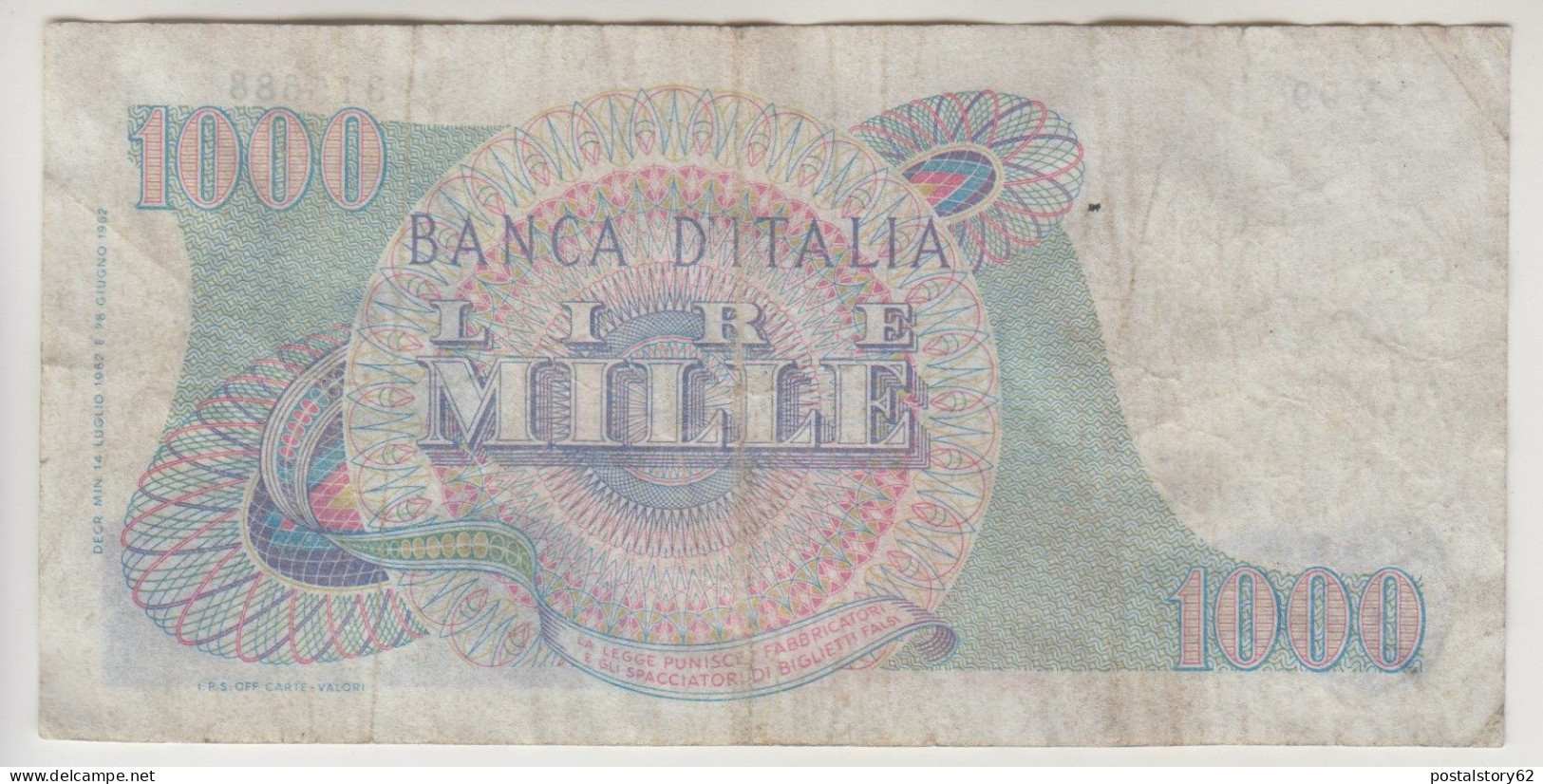 Banca D'Italia Lire Mille Giuseppe Verdi I° Tipo Dec. Min. 1962 - 1000 Liras