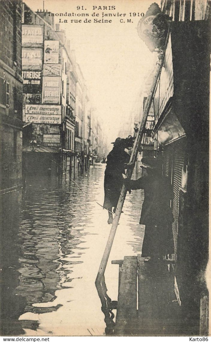 Paris * 6ème * La Rue De Seine * Inondations De Paris Janvier 1910 * Crue Catastrophe - Paris (06)