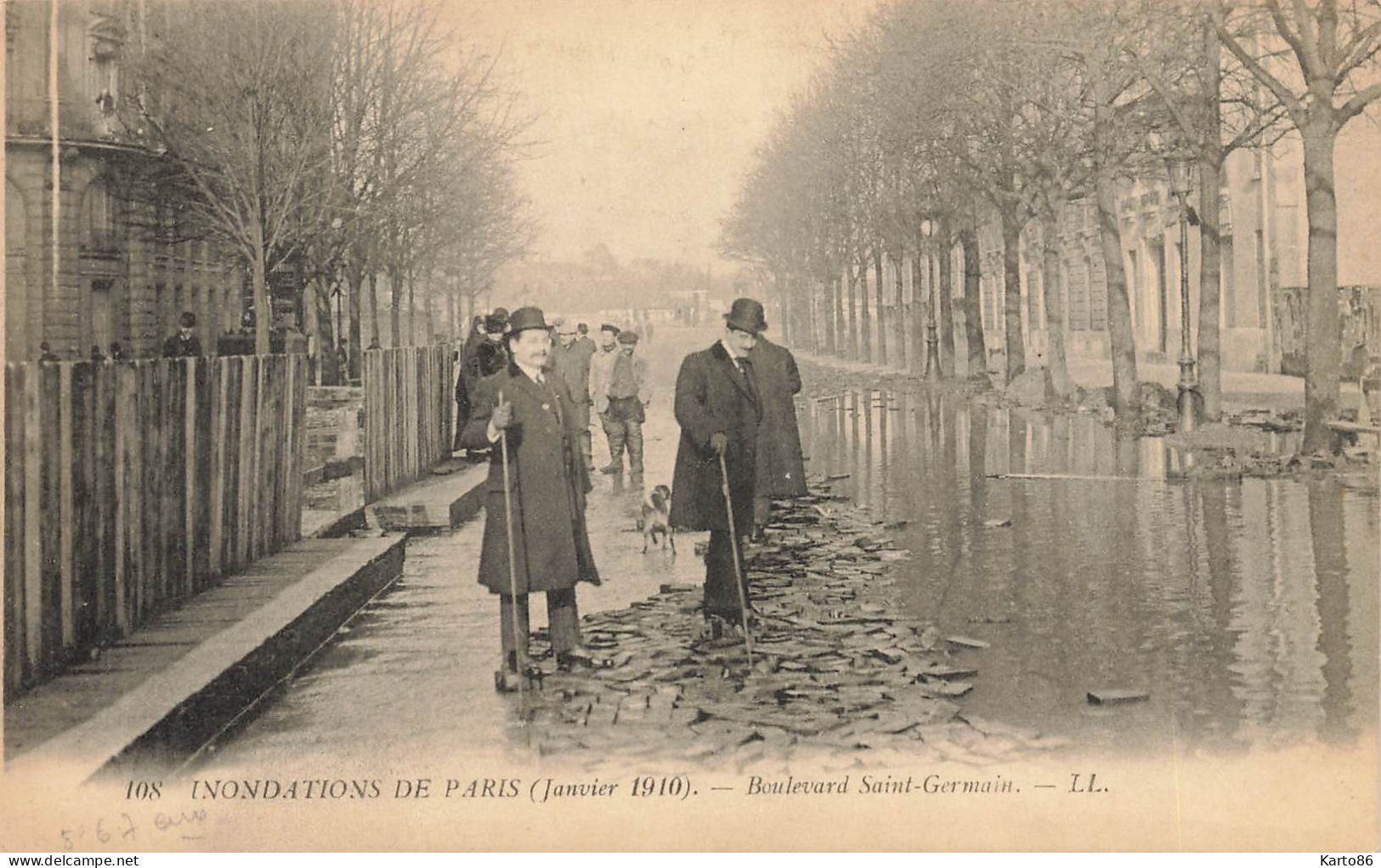 Paris * 6ème * Le Boulevard St Germain * Inondations De Paris Janvier 1910 * Crue Catastrophe - Paris (06)