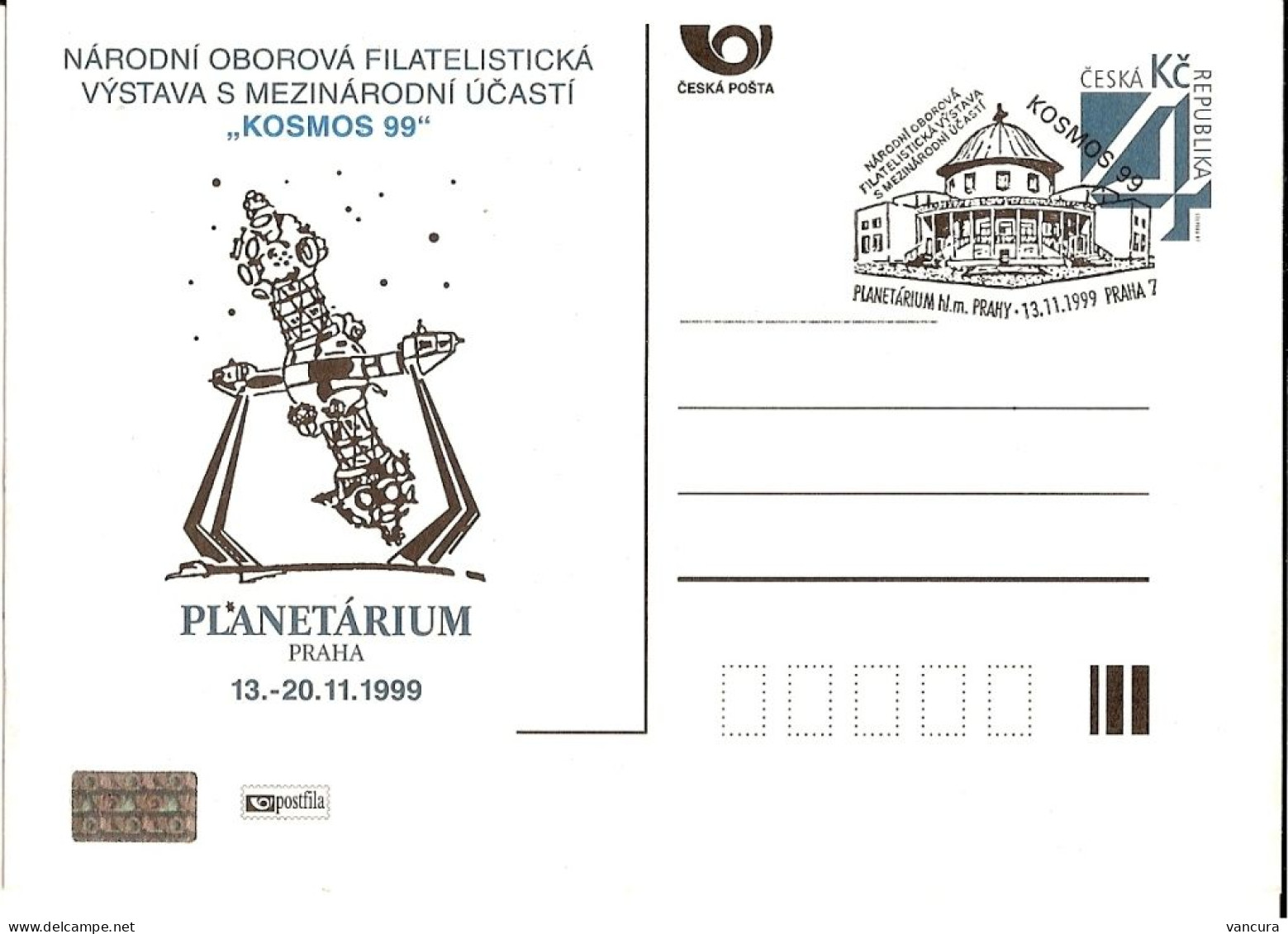 CDV A 53 Czech Republic - Cosmos Exhibition 1999 Cancelled Telescope Planetarium - Postkaarten