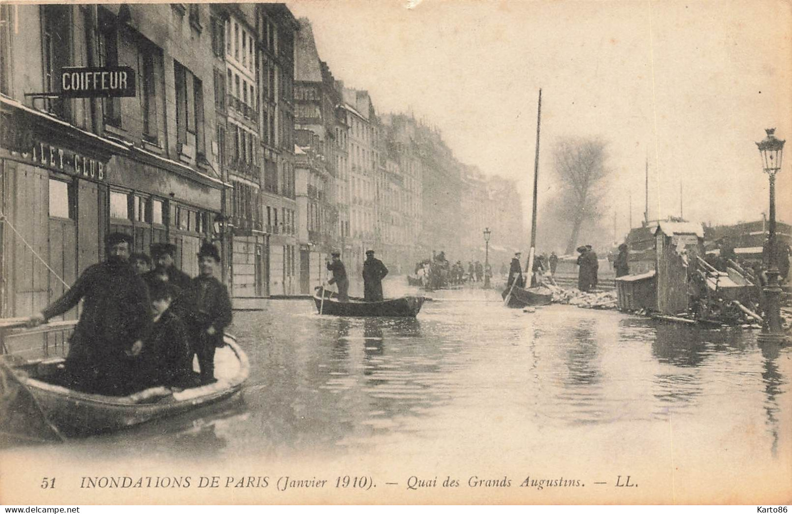 Paris * 6ème * Quai Des Grands Augustins * Inondations De Paris Janvier 1910 * Crue Catastrophe * Coiffeur - Paris (06)