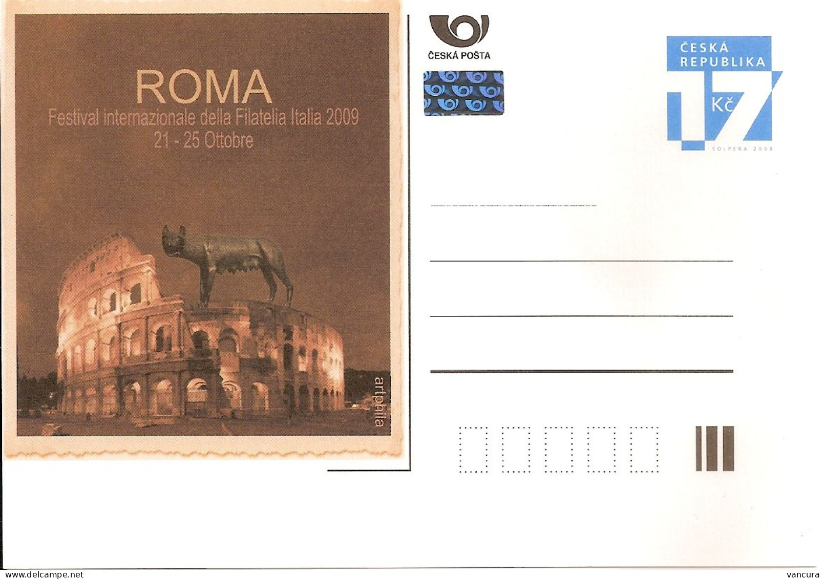 CDV B 636 Czech Republic The Collosseum Roma 2009 Wolf Statue - Postales