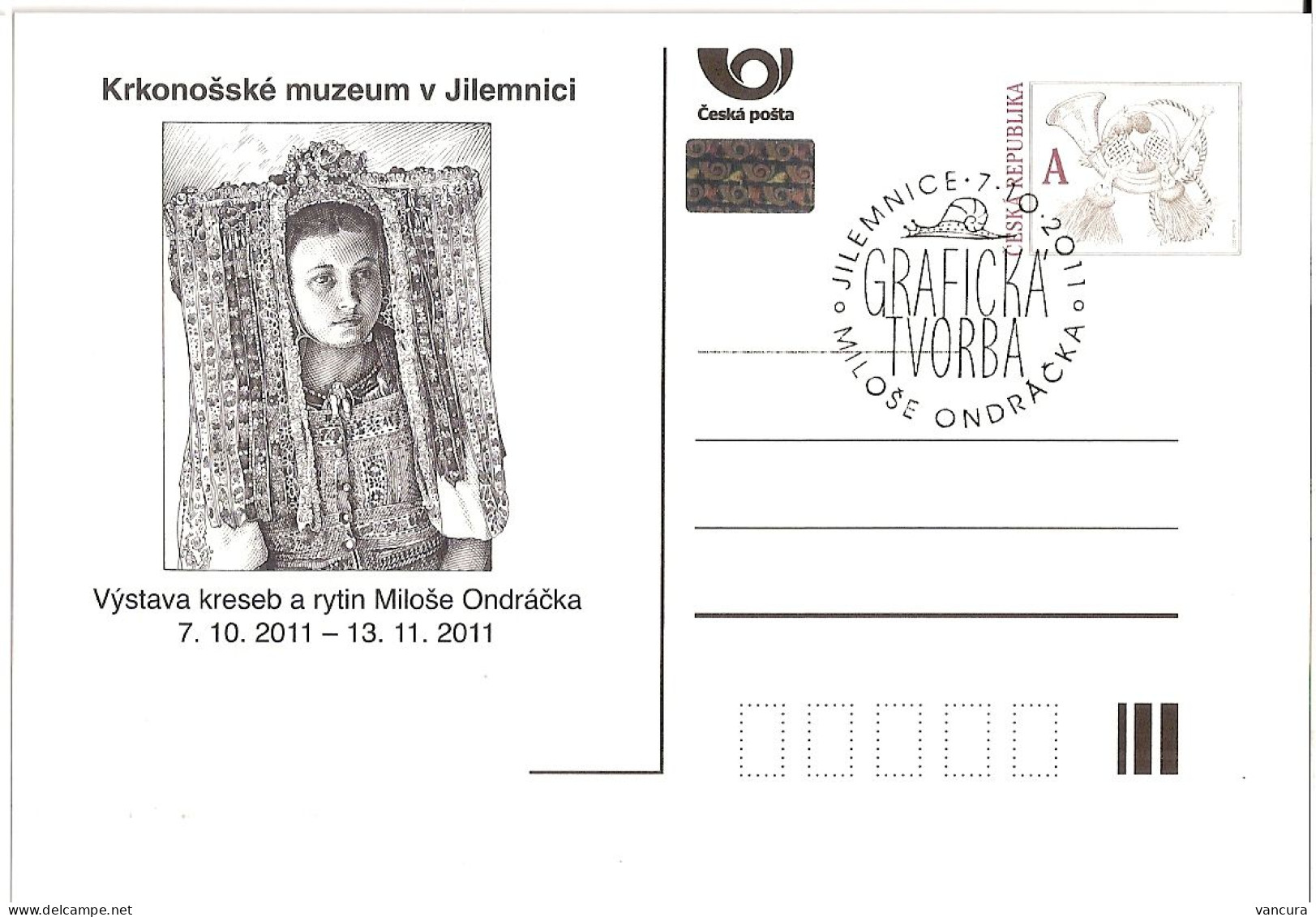 CDV B Czech Republic Milos Ondracek Exhibition In Jilemnice - Engraving Of Slovak National Costume 2011 - Ansichtskarten