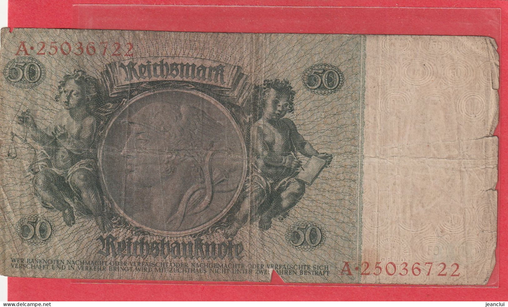 REICHSBANKNOTE  .  50 MARK  .  30-3-1933  .  N°  A.25036722 - 50 Mark