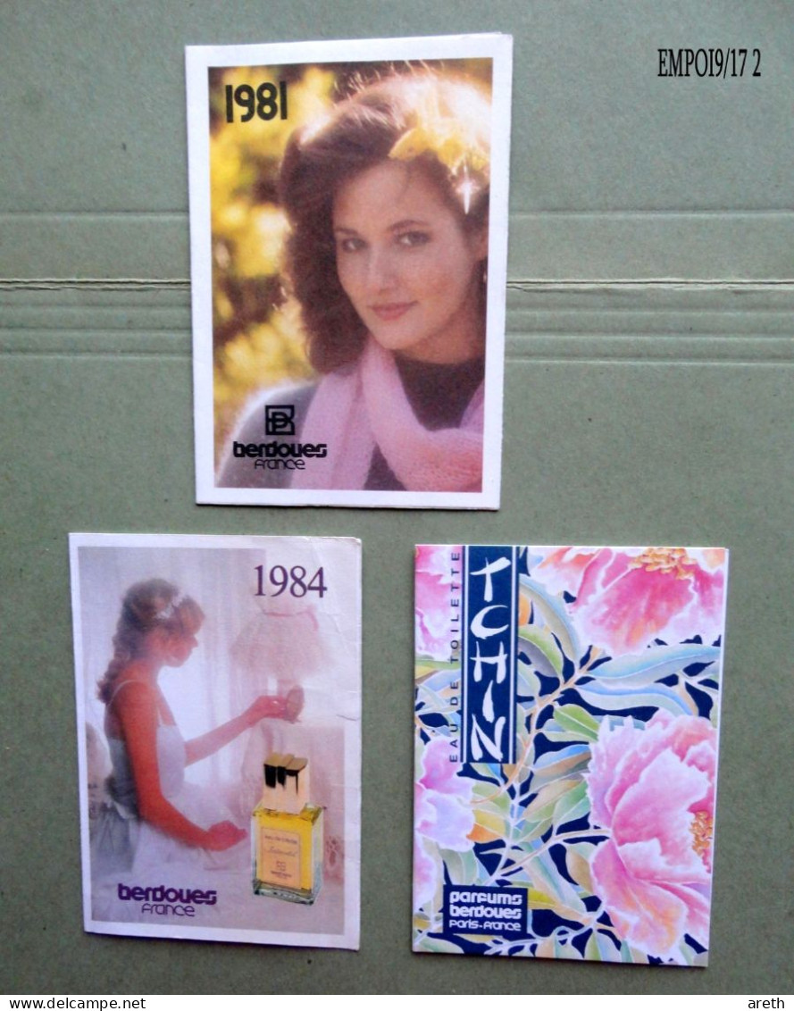 Lot De 3 Calendriers De Poche Parfumés PARFUMS BERDOUES  - 1981 / 1984 / 1993 - Tamaño Pequeño : 2001-...