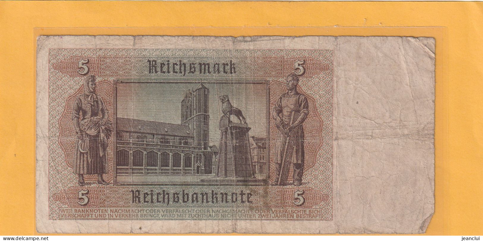 REICHSBANKNOTE  .  5 MARK  .  1-8-1942  .  N°  H.2675411  +  PUFFER A GAUCHE - 5 Reichsmark