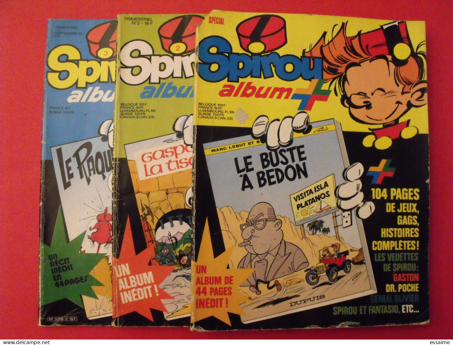 BD Spirou  3 Albums : +, 2, 3. 1982. Marc Lebut. Le Buste à Bedon. 3x148 Pages. 3 Histoires Complètes De 44 Pages - Spirou Magazine