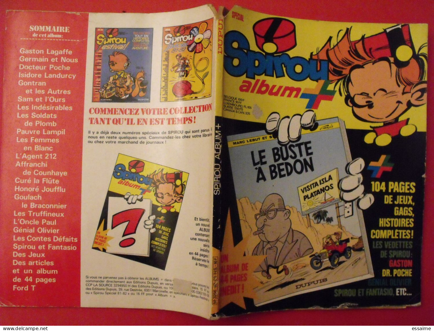 BD Spirou  3 Albums : +, 2, 3. 1982. Marc Lebut. Le Buste à Bedon. 3x148 Pages. 3 Histoires Complètes De 44 Pages - Spirou Magazine