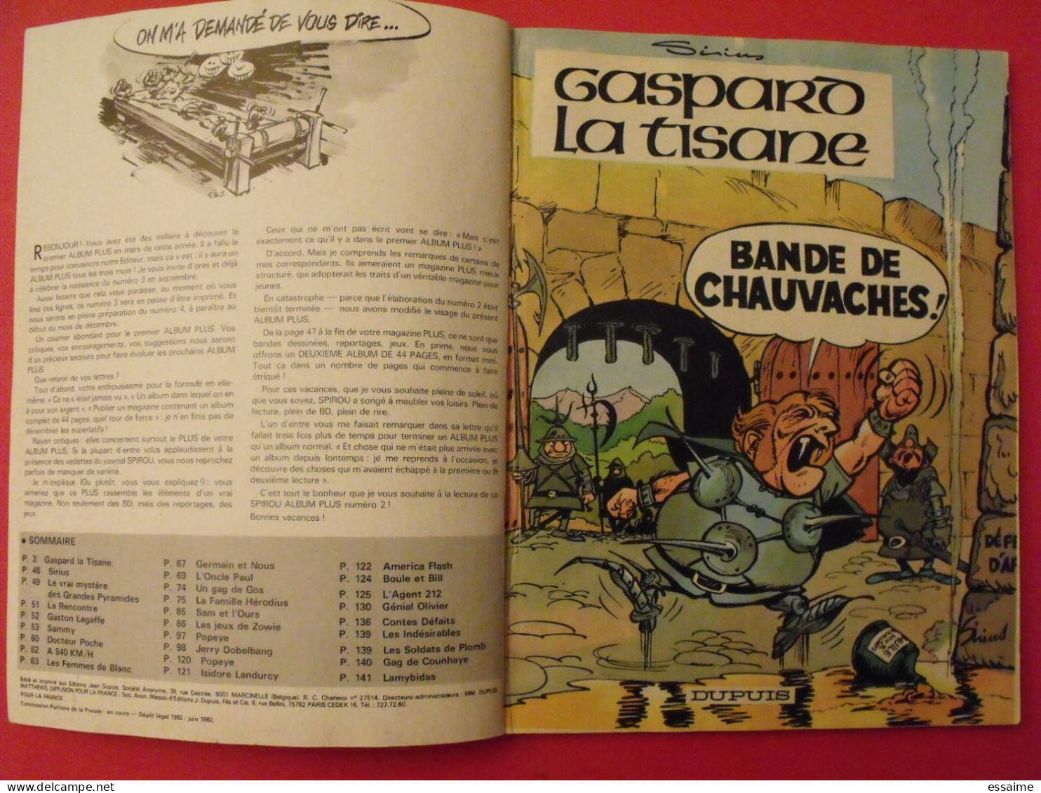 BD Spirou  3 albums : +, 2, 3. 1982. Marc lebut. le buste à Bedon. 3x148 pages. 3 histoires complètes de 44 pages