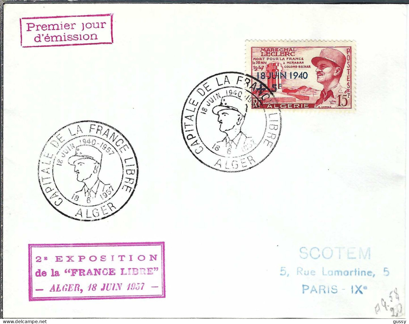 ALGERIE 1957: FDC - FDC