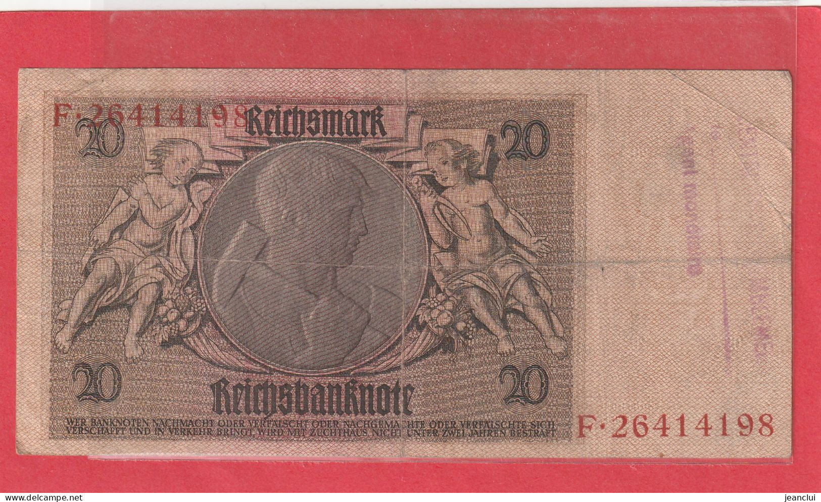 REICHSBANKNOTE  .  20 MARK  .  22-1-1929  .  N°  F.26414198 - 20 Mark