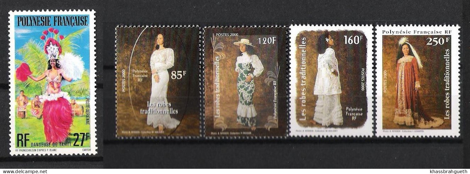 POLYNESIE FRANCAISE . LOT 5V (1x 1977 - 4x 2000) (**MNH) - COSTUMES FOLKLORE - Ungebraucht