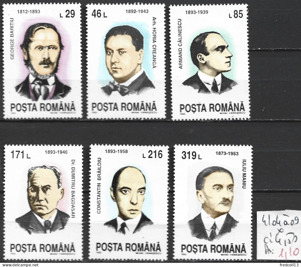 ROUMANIE 4104 à 109 * Côte 4.50 € - Unused Stamps