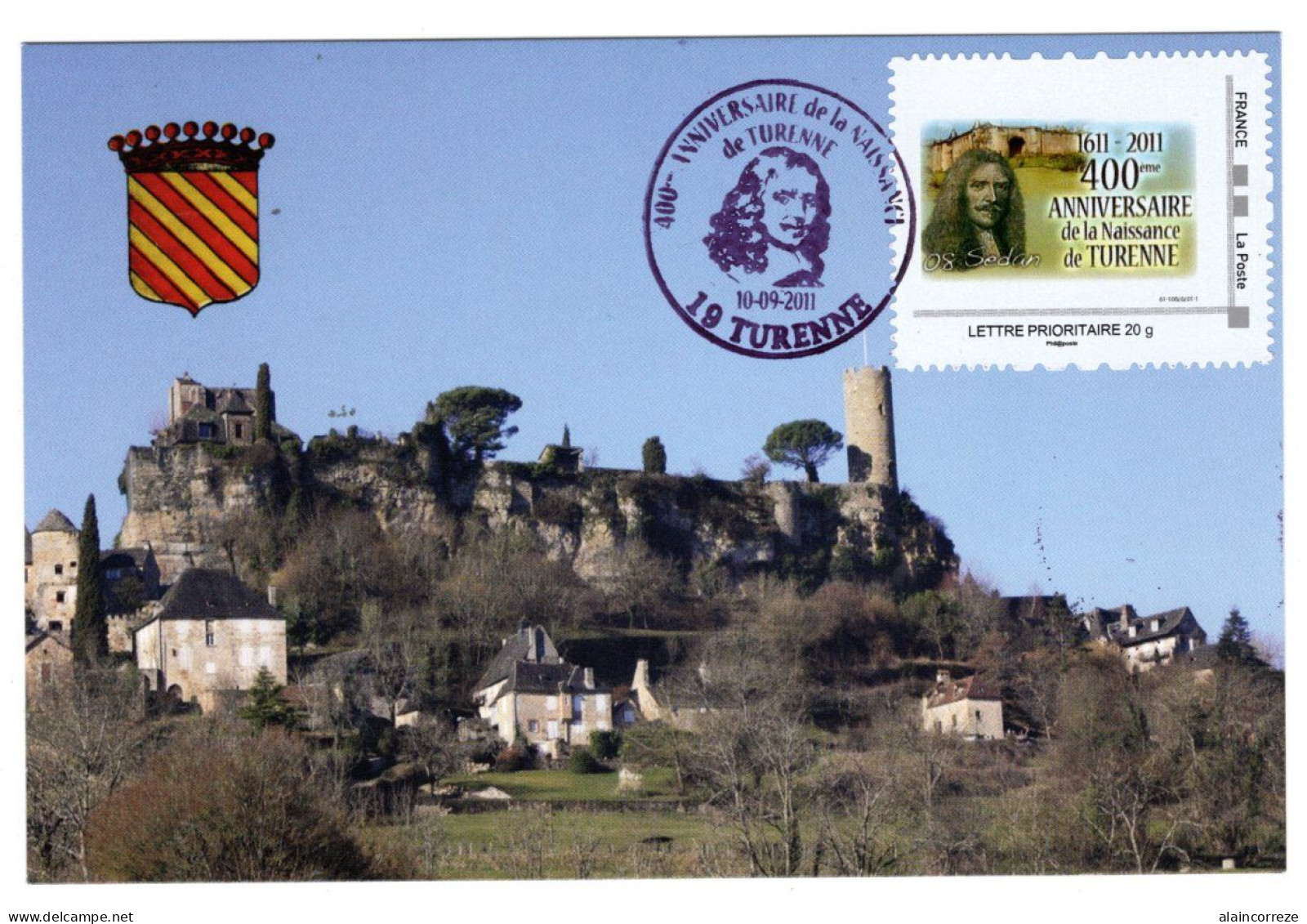 Carte Maximum Corrèze 400e Anniversaire Naissance De TURENNE 2011 Sedan Montimbramoi - Brieven En Documenten