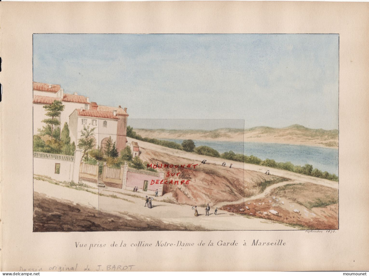 Marseille. Colline De N.D. De La Garde.  Septembre 1873 - Wasserfarben