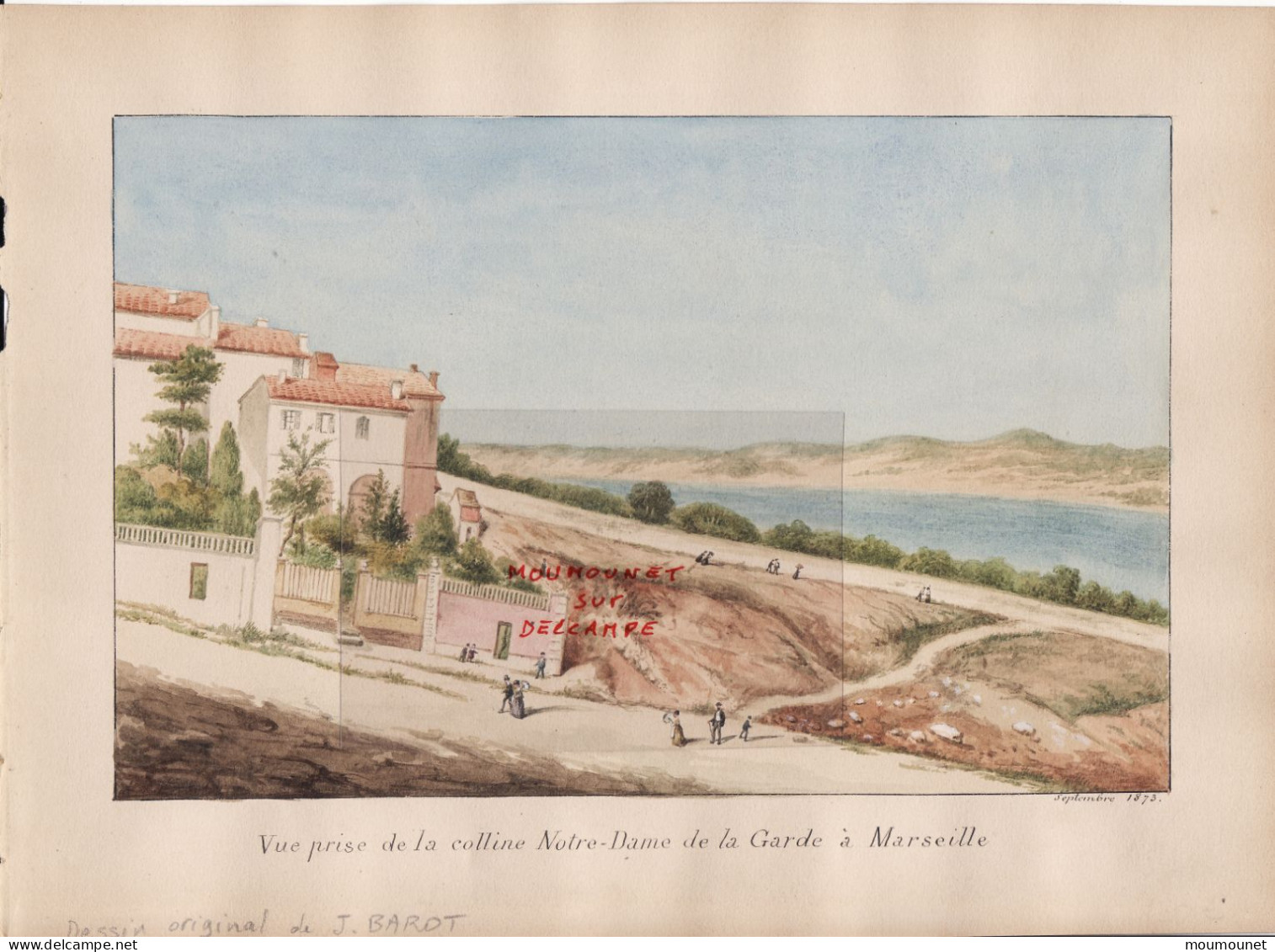 Marseille. Colline De N.D. De La Garde.  Septembre 1873 - Aquarel