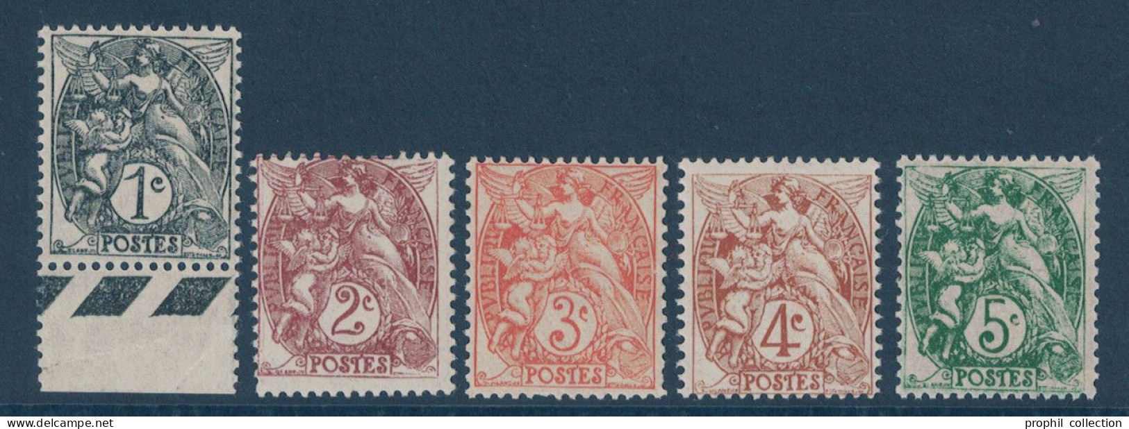 LOT SÉRIE Des 5 TIMBRES AU TYPE BLANC N° 107 À 111 TOUS NEUFS ** MNH - 1900-29 Blanc